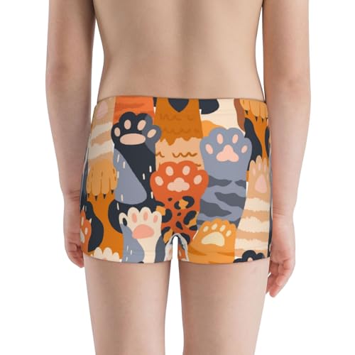 Boys' Cotton Boxer Brief Soft Underwear-Cute Cat Paw3