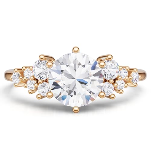 1CT Moissanite Engagement Rings for Women, 925 Sterling Silver Ring Round Cut Moissanite Wedding Bands for Women Promise Rings for Her Anniversary Wedding Rings Size 3-10