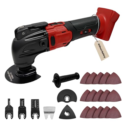 Oscillating Multi Tools for Milwaukee 18V Battery, Multi-Use Grinding Tool, 4°Oscillation Angle, 6 Variable Speeds, Quick-fit Blade Design with 22pcs Accessories for Cutting, Sanding, Scraping
