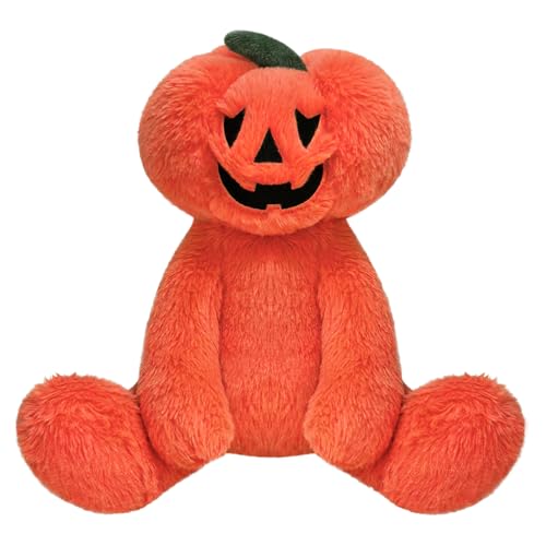 Doindute Scary Pumpkin Plush Stuffed Animal, Cute Furry Orange Pumpkin Toy, Soft Cuddly Plushie Hugger Toy for Boys Girls, Gifts for Kids or Girlfriend, 12 Inches