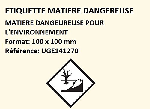 Bobine 500 Étiquettes Matière Dangereuse Pour L'Environnement – 100 X 100 Mm – Papier Velin Adhésif Permanent