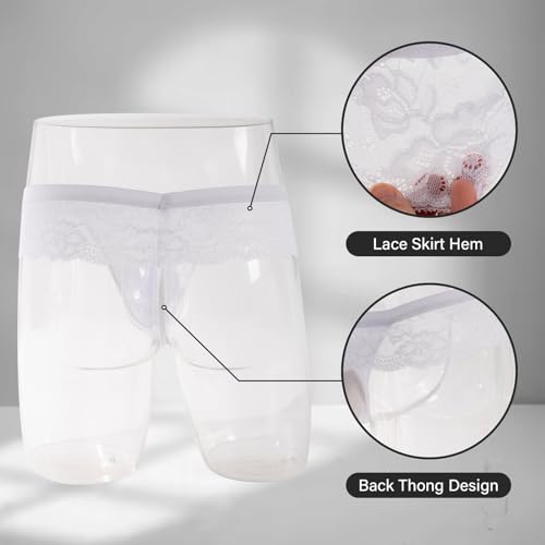 Mens Sissy Skirt Lace Thong Briefs Sexy Lingerie Crossdressers Underwear Panties with Pouch4