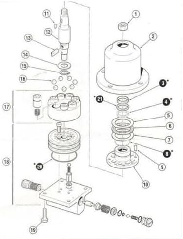 Exploded view diagram of a Hynautic steering helm, showing various numbered components and their assembly order.