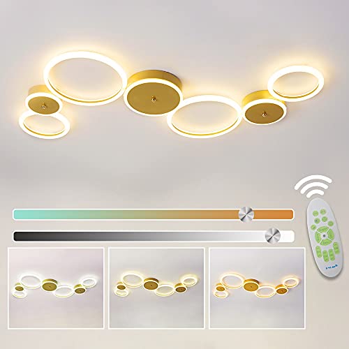 Lámpara de Techo LED de 54W con Lámpara de Techo con Control Remoto, Lámpara de Techo Ajustable de Color Claro / Brillo, Lámpara de Techo Para Sala de Estar, Cocina y Dormitorio con Control Remoto Cover