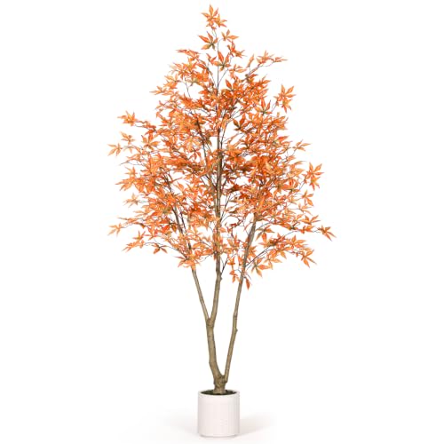 Jocoevol Artificial Maple Tree, 7FT Fall Tree with Pot for Outdoor Indoor | Autumn Potted Fake Tall Plants, Fall Decor, Maple Tree for Thanksgiving Harvest Halloween Party Home Living Room Decorations