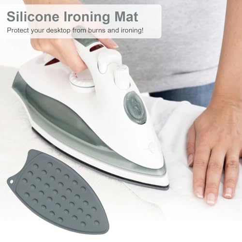 Silikon-Bügelmatte,Silikon Bügeleisen Matte,Bügeleisen-Ablage,Eisen Rest Pad,Bügelunterlage,Bügeleisenablage,Bügeleisenablage Gegen rutschfest mit Wandloch,Hitzebeständig Grau