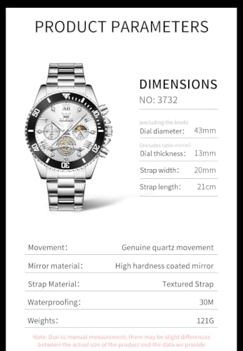 Image of OLEVS Mens Watches Chronograph Luxury Dress Moon Phase Two Tone Stainless Steel Waterproof Luminous Business Calendar Wrist Watch