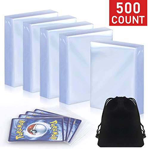 500 Packs Top Loader Card Penny Sleeves for Trading Card, Soft Clear Baseball Card Sleeves Fit for Football Card, Sports Cards, MTG, Yugioh, Pokemon Card