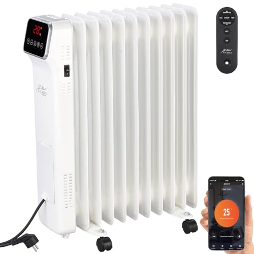Sichler Haushaltsgeräte Ölradiator WiFi: WLAN-Ölradiator mit App und Fernbedienung, Timer, 11 Rippen, 2.500 W (Öl Heizung, Elektro Heizung)