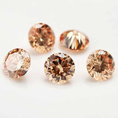 100Pcs Size 5.0Mm 5A Round Machine Cut Champagne Color Cubic Zirconia Stone Loose Cz Stones (5.0Mm 100Pcs) #TOP5