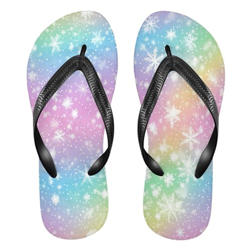 CEBUGI Unisex Flip Flop -Flat Sandal -NonSlip Couple Slippers -Natural Rubber Foam Soles Ultimate Comfort and Durability for Indoor Outdoor|Rainbow Background
