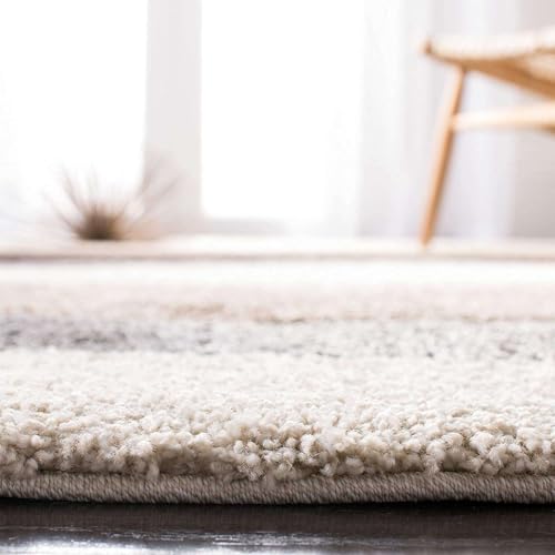 Image of Elegant Soft Microfiber Rectangular Carpet for Living Room,Non Slip Area Rug with Cozy Texture,Fade Proof & Easy Clean Surface,Modern Interior Decor,Skin Beige,Mid Grey & Cream,5x7 ft