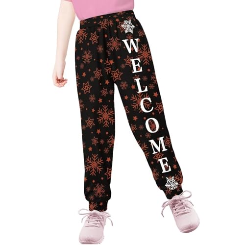 AmzPrint Boys Cargo Sweatpants Snowfall Print Sweatpants for Toddlers Drawstring Christmas Running Pants Black3