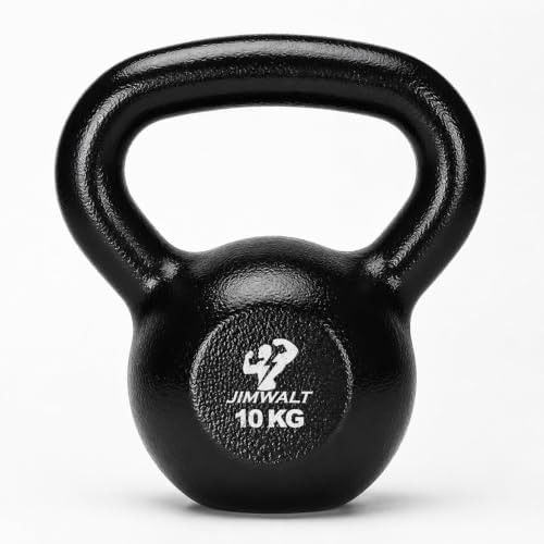 Image of Jimwalt Heavy Duty Enameled Cast Iron Kettlebell | Smooth Non-Slip Grip, Chip-Resistant Coating | Perfect for Strength Training & Home Gym (Enameled Coated 10KG)