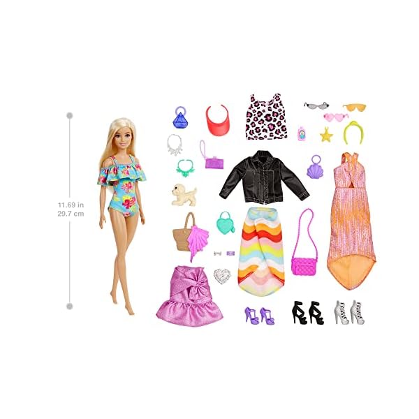 Barbie GXD64 Calendrier de l'Avent avec 24 surprises et 1 poupée Cadeau de saison pour enfants de 3 à 7 ans 41Cb 4MSWLL. SS600