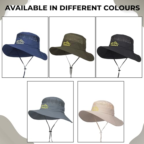 Image of Kraptick Headwear Hat - Lightweight Sun Hat with Foldable Boonie Cap Travellero Round Hat for Travel, UV Protection Summer Cap & Chin Strap with Adjustable Toggle for Secure Fit