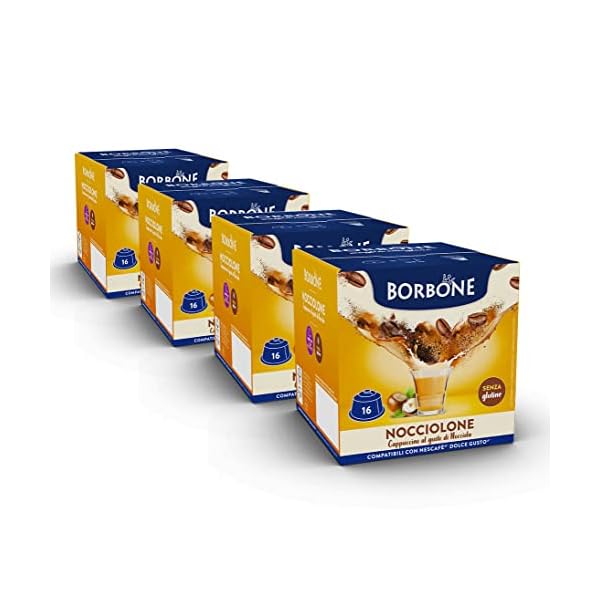 CAFFÈ BORBONE Nocciolone - Capuchino con sabor a avellana - 64 cápsulas (4 envases de 16) - Compatibles con las máquinas… - Imagen 3