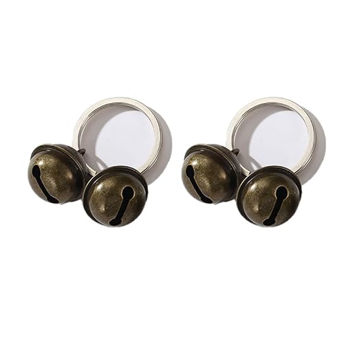 DADADEFEIJI Lot de 2 clochettes vintage en cuivre pour animal domestique avec porte-clés extra fort pour collier de chat et chien pour suivi, porte-clés à faire soi-même, décoration de sac et de sac à