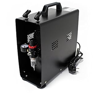 Wiltec airbrush compressor AF189A met luchttank en 1 cilinder luchtdruk tot 6 bar met automatische uitschakelfunctie en manometer
