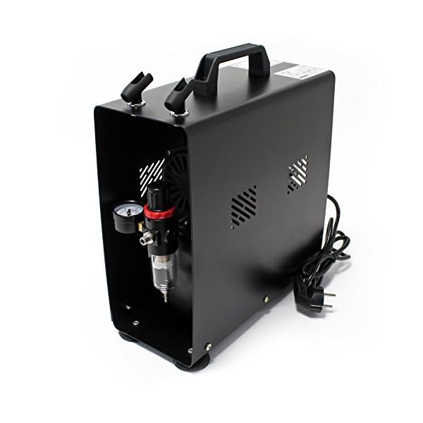 Wiltec airbrush compressor AF186A met luchttank en 1 cilinder luchtdruk tot 4 bar met automatische uitschakelfunctie en manometer