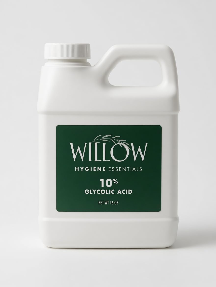 Glycolic Acid 10%, Pure Glycolic Acid Liquid, Glycolic Acid for Makeup, Serum, Toner & Lotion, Industrial Cosmetic Application, Skin & Hair Care Product, Glycolic Acid Bulk, Manufactured in USA, 16 oz
