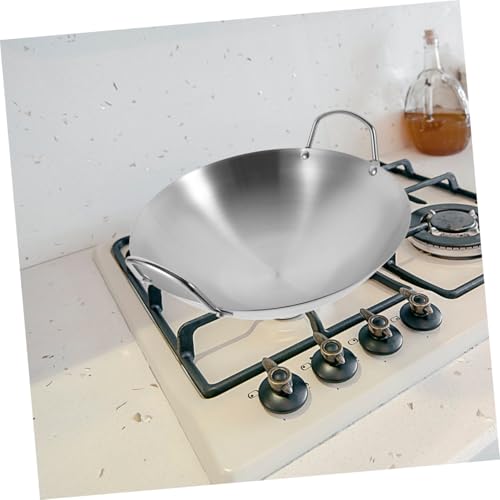 Wok de acero inoxidable plateado con dos asas 32 cm miniatura 5