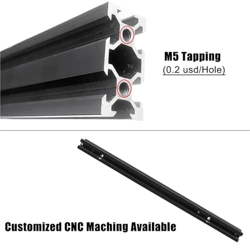 Profilé aluminium 2060 anodisé noir 500mm structure CNC haute précision - 8