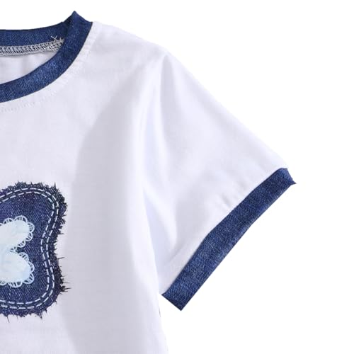 Image of Ayzozuy Kid Girl Clothes Shorts Set 2 Piece Outfits Summer Casual Short Sleeve Top and Shorts Set for Girls 4-7