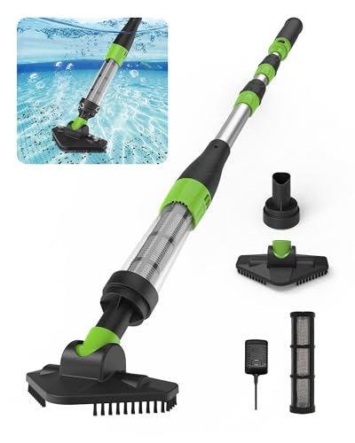 Poolergetic Cordless Pool Vacuum, Rechargeable Handheld Pool Cleaner, Running Time 90 Mins Suitable for Spas, Hot Tubs and Small Pools Cleaning for Sand and Debris, Black