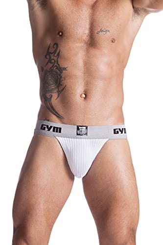 Men's Gym Workout Jockstrap With 2" Waistband (White, Large, 1-Pack) #TOP2
