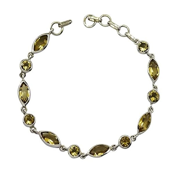 Gemsonclick Real Citrino Sterling bracciali per Le Donne Unico Anello Primavera Birthstone Novembre L 6.5-8 Pollici