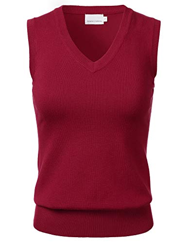 Women Solid Classic V-Neck Sleeveless Pullover Sweater Vest Top
