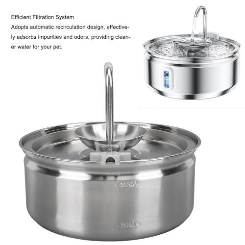 Fuente de agua para gatos acero inoxidable 3.2L miniatura 3