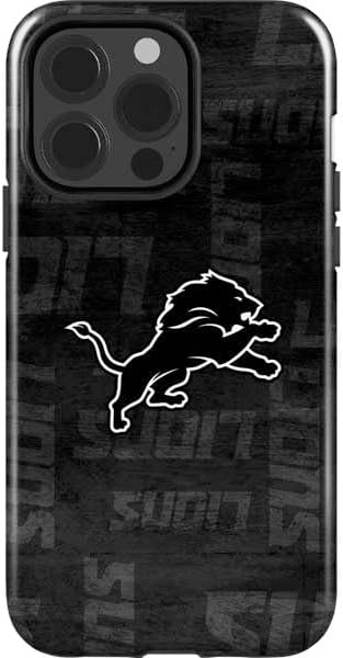 Skinit Impact Phone Case Compatible with iPhone 15 Pro - Officially Licensed NFL Detroit Lions Black & White Design