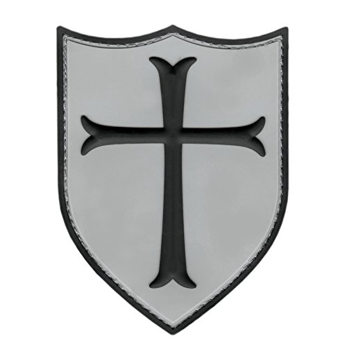 Knight Templar Crusader Cross PVC Patch (Subdued, Gray)