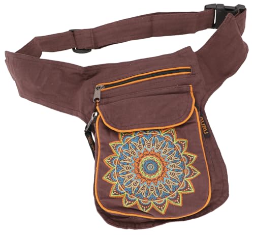 Riñonera de Nepal de tela casual bolso cinturón mandala unisex marrón para adulto