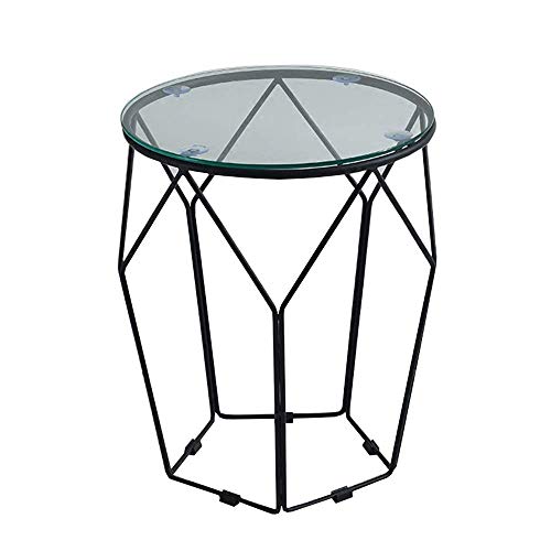 Home&Selected Furniture/Tempered Glass End Table Living Room Iron Art