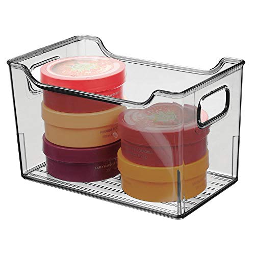 Preisvergleich Produktbild mDesign Ablagebox mit integrierten Griffen transparente Aufbewahrungsbox mit ansprechendem Design ideal zur Kosmetikaufbewahrung im Bad rauchgrau
