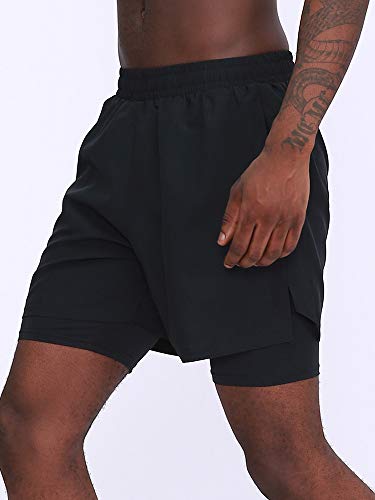 Ajcoflt Calças esportivas 2 em 1 masculinas de secagem rápida Calças curtas para basquete.