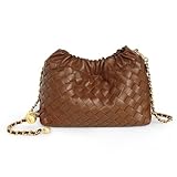 Joryin Woven Women's Crossbody Bag & Evening Purse, Trendy Dumpling Clutch & Hobo Cloud Shoulder Bag Trendy Dumpling Clutch Vegan Leather, Brown