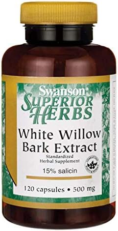 Swanson White Willow Bark Extract - Promotes Joint Support and Muscle Relief - Standardized to 15% Salicin - Natural Supplement with No Stomach Irritation - (120 Capsules, 500mg Each) 2 Pack