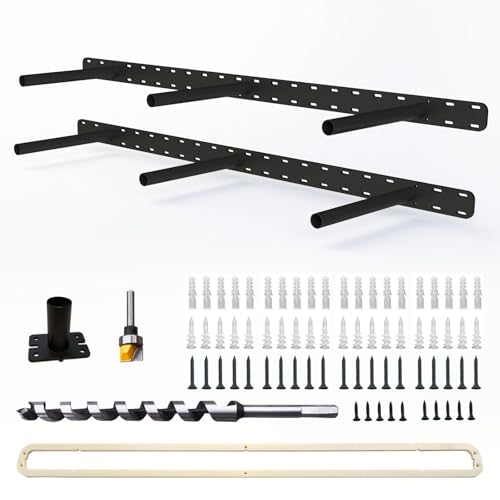 2Pcs Heavy Duty Floating Shelf Bracket, Invisible Hidden Floating Shelf Hardware, Wall Mounting Brackets for Shelves（34" x 8" x 1.5" with Tools & Jig）