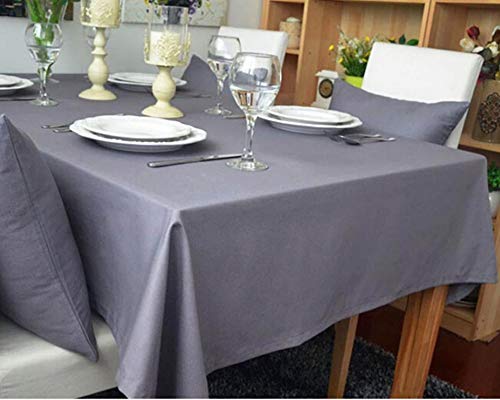 Nappe coton gris 140x220cm rectangle moderne pour table de salle à manger