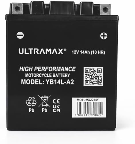 Batería de moto YB14L-A2 UltraMax 12V 14AH 160 CCA para motocicletas de carretera