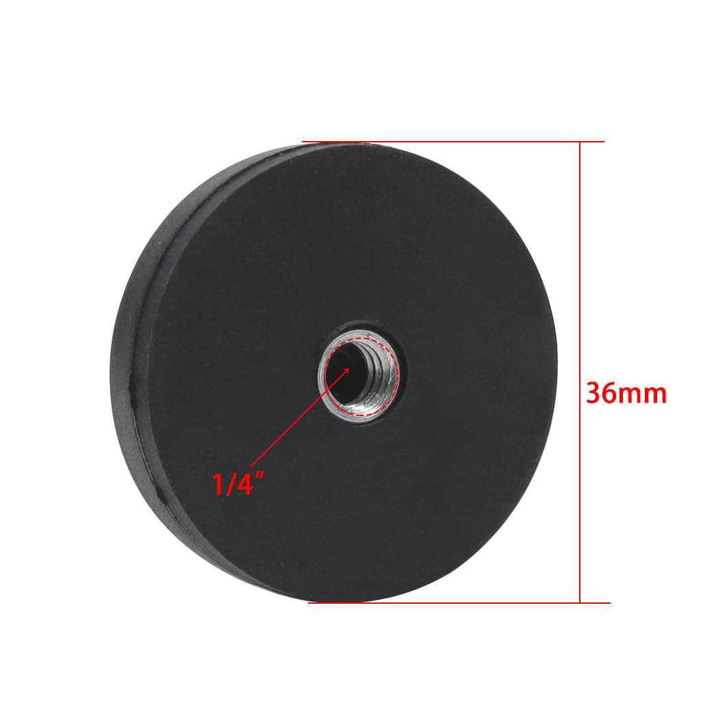 D36mm Mini mocny magnetyczny uchwyt magnetyczny okrągła gumowa podstawa 1/4 M4 M5 M6 do kamer smartfonów do uchwytów oświetleniowych LED (1/4-20, płaski otwór na śrubę)