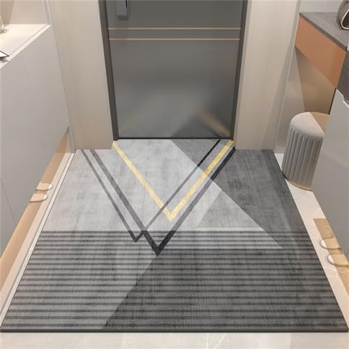 Tapis doux enfant 50x80cm gris à rayures modernes pour chambre d'adolescente