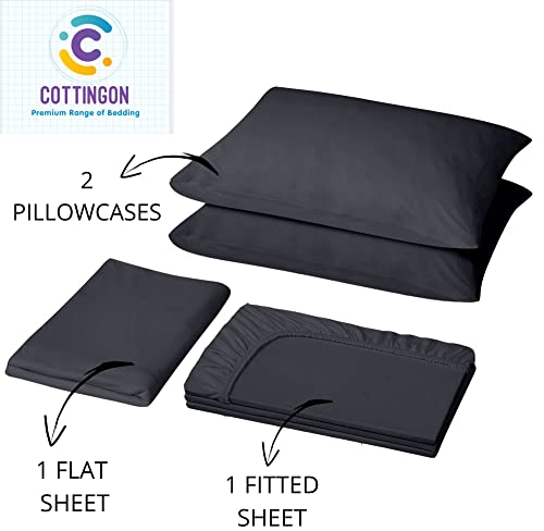 Image of Cottingon Rv King 72 X 75 4 Piece Bed Sheet Set for Campers, Luxury Soft Microfiber fits 6 to 10 Inches Deep RV Mattress, Dark Grey