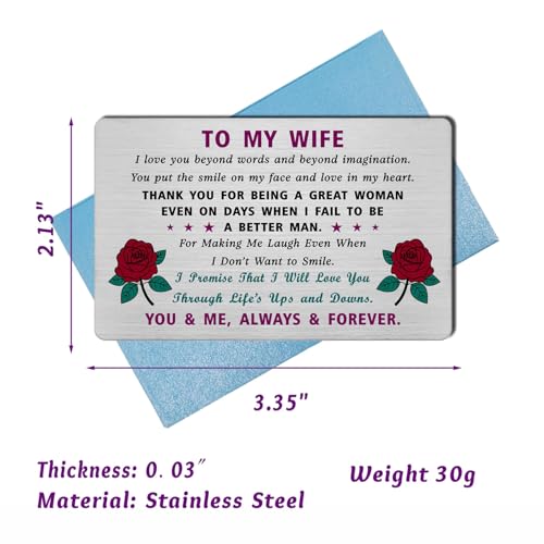 EE&YU Presentes de cartão de Natal My Wife - Cartão de aniversário de Natal para esposa, presentes d