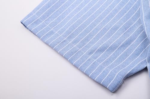 Image of SANGTREE Men & Boy Striped Multicolor Oxford Cotton Shirt,Comfortable Fit,Short Sleeve Collared Shirt
