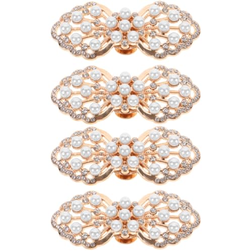 GALPADA 2 Juegos Hebilla De Zapato Con Flor De Strass Arruga Sujetadores Zapatos Para Mujer Revestimientos Gel Tubo De Subida Llave Inglesa Decorativo Golden Aleación De Zinc 2 Piezas * 2